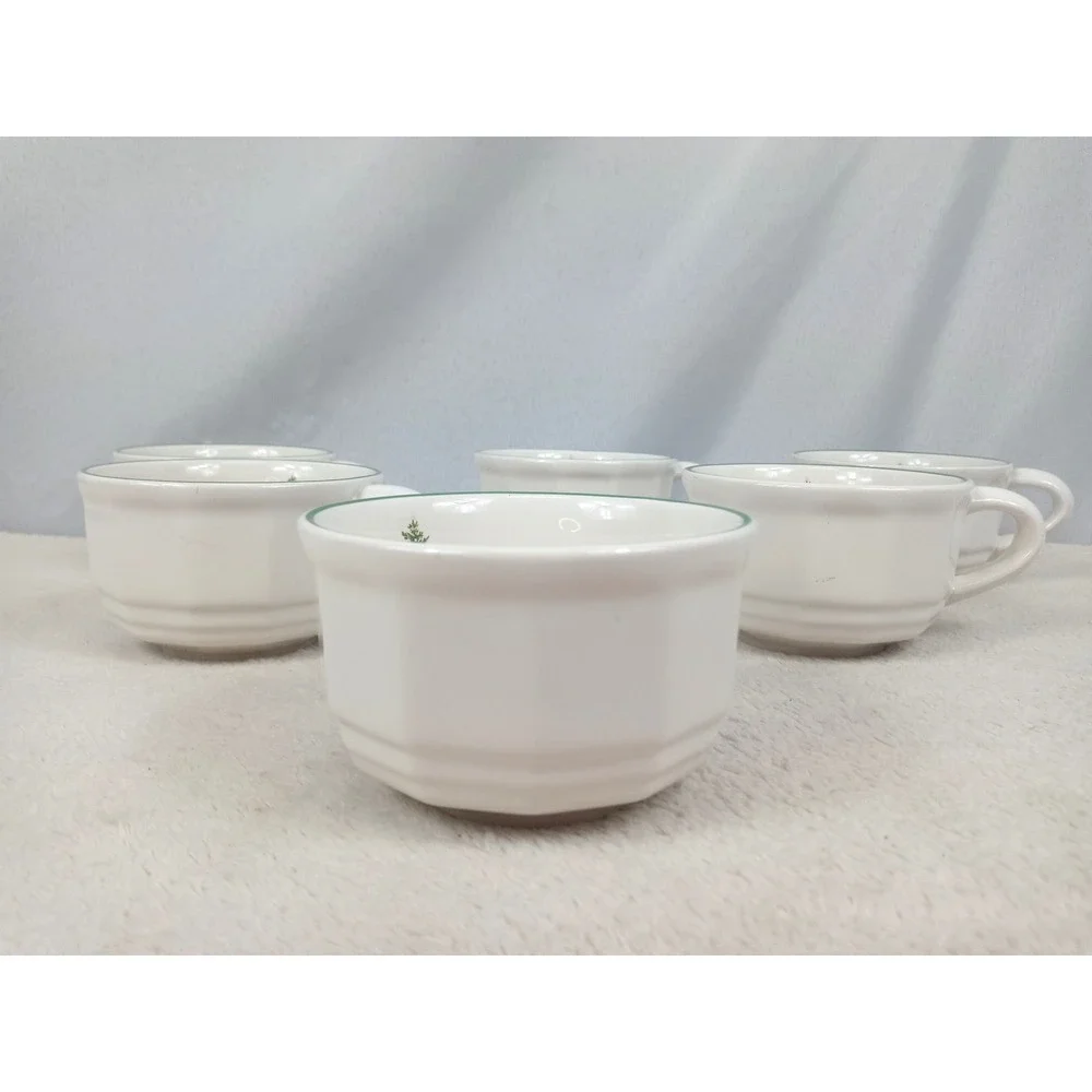 Set of 6 Pfaltzgraff Christmas Heritage Cups Mugs Holiday Christmas Tree Green T - Picture 6 of 13